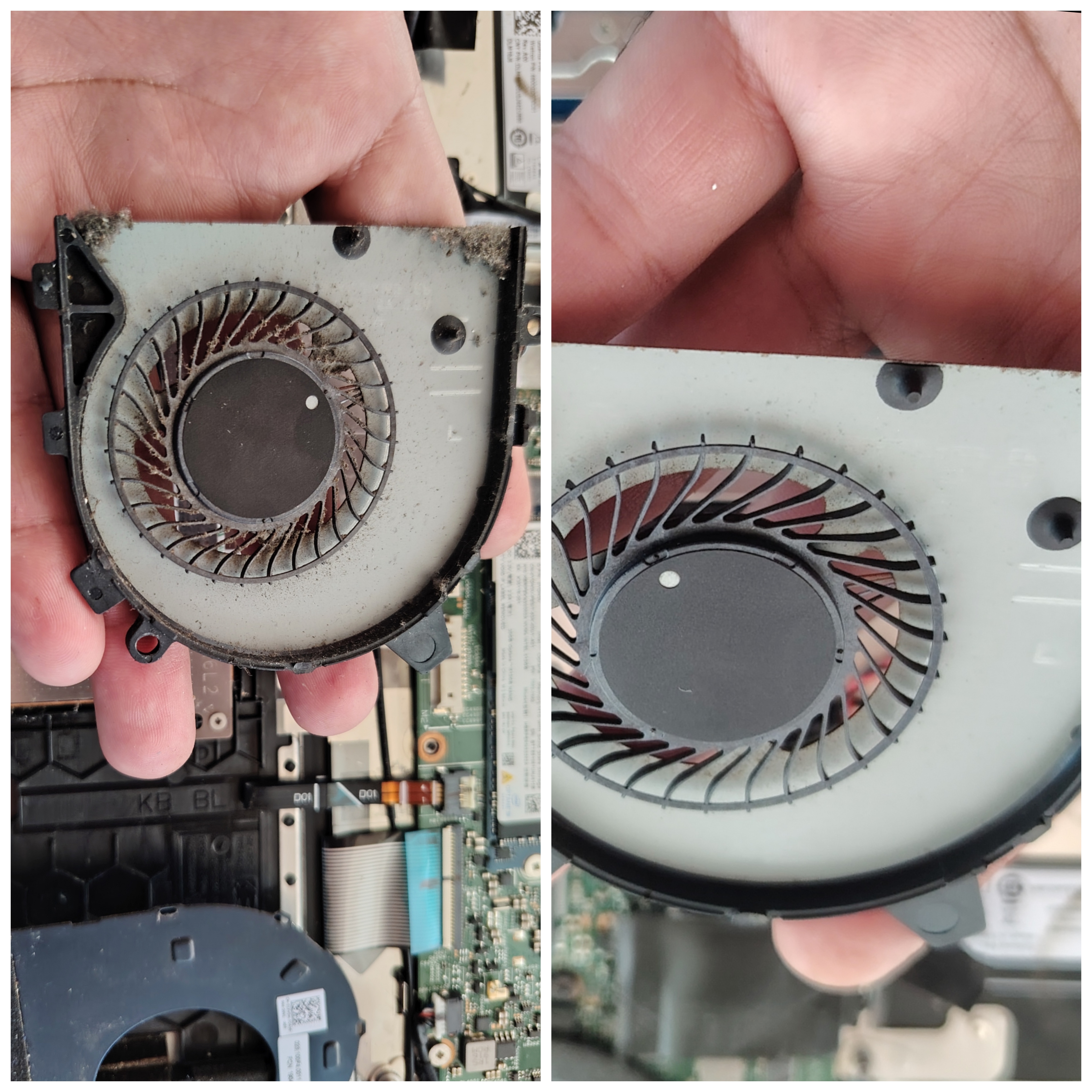 Limpieza de ventilador de computadora durante mantenimiento